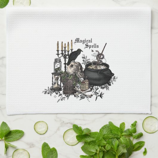 Modern  Halloween WITCHES BREW Theedoek (Gevouwen)