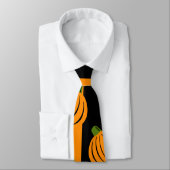 Modern Halloween zwarte en oranje pompoen Stropdas (Gebonden)