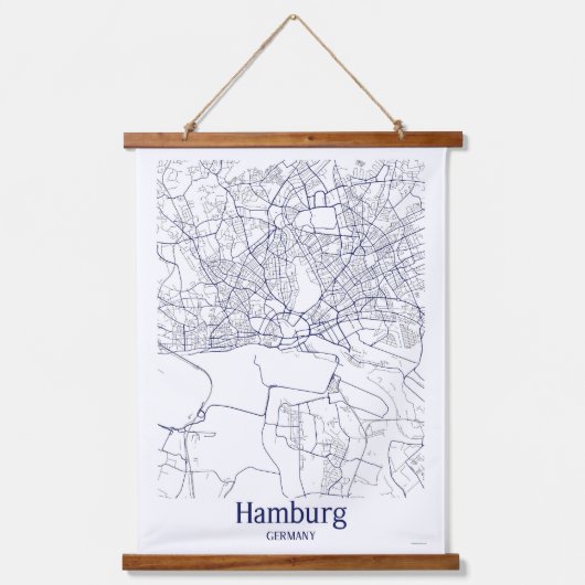 Modern Hamburg Duitsland Stadsplattegrond Hangend Wandkleed (Voorkant)