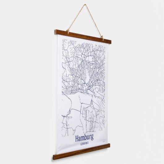 Modern Hamburg Duitsland Stadsplattegrond Hangend Wandkleed (Gebogen)