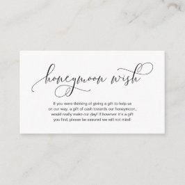 Modern hand Black inktscript, Honeymoon Wish Informatiekaartje