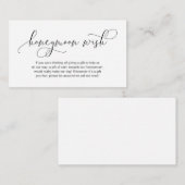 Modern hand Black inktscript, Honeymoon Wish Informatiekaartje (Voorkant / Achterkant)