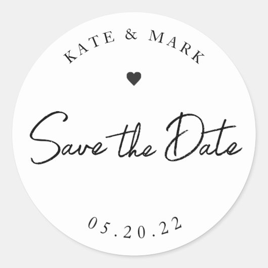Modern Hand Calligraphy Wedding Save the Date Ronde Sticker (Voorkant)