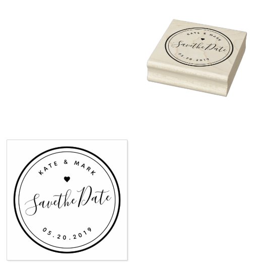 Modern Hand Calligraphy Wedding Save the Date Rubberstempel (Gestempeld)