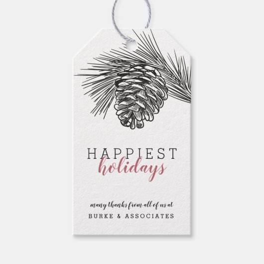 Modern Hand Drawing Pine Branch Holiday Business Cadeaulabel (Voorkant)