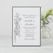 Modern Hand Drawn Black Flowers Christelijk Wedden Kaart (Staand voorkant)