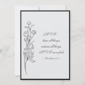 Modern Hand Drawn Black Flowers Christelijk Wedden Kaart (Achterkant)