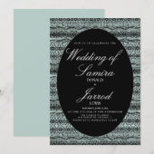 Modern Hand Drawn Black Lace Background Wedding Kaart (Voorkant / Achterkant)