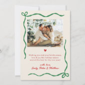 Modern Hand Drawn Bow 2 Photo Merry Christmas Feestdagenkaart (Achterkant)