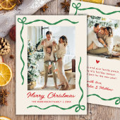Modern Hand Drawn Bow 2 Photo Merry Christmas Feestdagenkaart