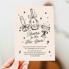 Modern Hand Drawn Cheers to the New Year Party Kaart