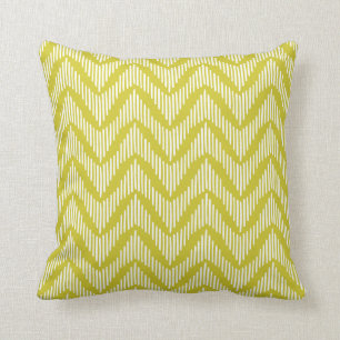 Modern Hand-Drawn Chevron Pattern Chartreuse Kussen