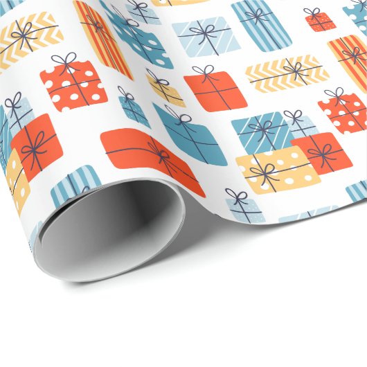 Modern Hand-Drawn Christmas Gifts Holiday Present  Cadeaupapier (Rol Hoek)