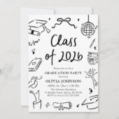 Modern Hand Drawn Class of 2026 Graduation Party Kaart (Voorkant)