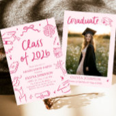 Modern Hand Drawn Class of 2026 Graduation Party Kaart
