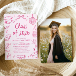 Modern Hand Drawn Class of 2026 Graduation Party Kaart