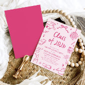 Modern Hand Drawn Class of 2026 Graduation Party Kaart