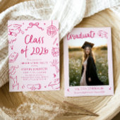 Modern Hand Drawn Class of 2026 Graduation Party Kaart