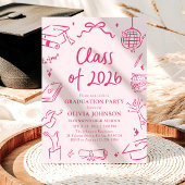 Modern Hand Drawn Class of 2026 Graduation Party Kaart