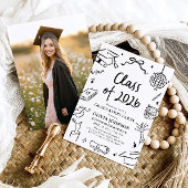 Modern Hand Drawn Class of 2026 Graduation Party Kaart