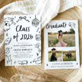 Modern Hand Drawn Class of 2026 Graduation Party Kaart