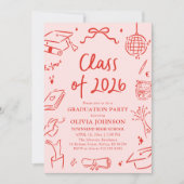 Modern Hand Drawn Class of 2026 Graduation Party Kaart (Voorkant)