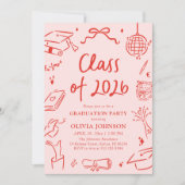 Modern Hand Drawn Class of 2026 Graduation Party Kaart (Voorkant)