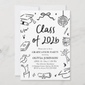 Modern Hand Drawn Class of 2026 Graduation Party Kaart (Voorkant)