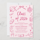 Modern Hand Drawn Class of 2026 Graduation Party Kaart (Voorkant)