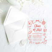 Modern Hand Drawn Class of 2027 Graduation Party Acryl Uitnodigingen