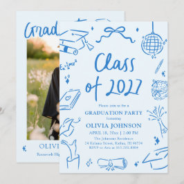 Modern Hand Drawn Class of 2027 Graduation Party Kaart