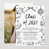 Modern Hand Drawn Class of 2027 Graduation Party Kaart (Voorkant / Achterkant)