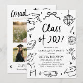 Modern Hand Drawn Class of 2027 Graduation Party Kaart (Voorkant / Achterkant)