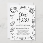 Modern Hand Drawn Class of 2027 Graduation Party Kaart (Voorkant)