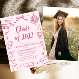 Modern Hand Drawn Class of 2027 Graduation Party Kaart
