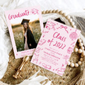 Modern Hand Drawn Class of 2027 Graduation Party Kaart