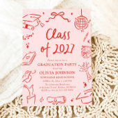 Modern Hand Drawn Class of 2027 Graduation Party Kaart