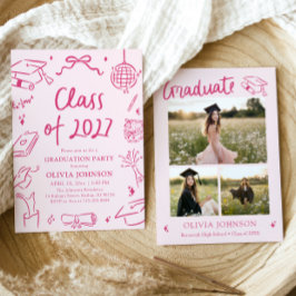 Modern Hand Drawn Class of 2027 Graduation Party Kaart