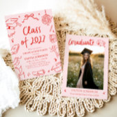 Modern Hand Drawn Class of 2027 Graduation Party Kaart