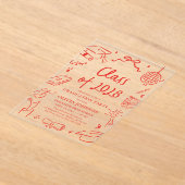 Modern Hand Drawn Class of 2028 Graduation Party Acryl Uitnodigingen (Laagn)