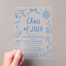 Modern Hand Drawn Class of 2028 Graduation Party Acryl Uitnodigingen
