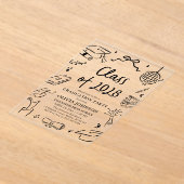 Modern Hand Drawn Class of 2028 Graduation Party Acryl Uitnodigingen (Laagn)