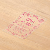 Modern Hand Drawn Class of 2028 Graduation Party Acryl Uitnodigingen (Laagn)