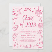 Modern Hand Drawn Class of 2028 Graduation Party Kaart (Voorkant)