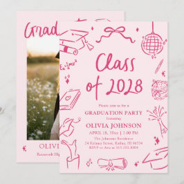 Modern Hand Drawn Class of 2028 Graduation Party Kaart