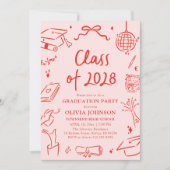 Modern Hand Drawn Class of 2028 Graduation Party Kaart (Voorkant)