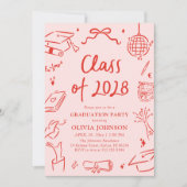 Modern Hand Drawn Class of 2028 Graduation Party Kaart (Voorkant)