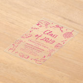 Modern Hand Drawn Class of 2029 Graduation Party Acryl Uitnodigingen (Laagn)