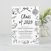 Modern Hand Drawn Class of 2029 Graduation Party Kaart (Staand voorkant)