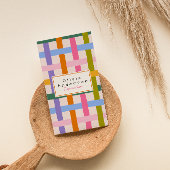 Modern Hand Drawn Colorful Checkered QR Code Visitekaartje